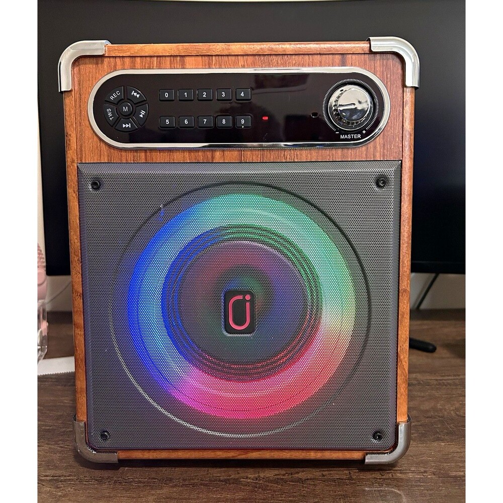 JYX JYX-S55 Portable Bluetooth Speaker LED Lights Wood Grain 15W 4000mAh